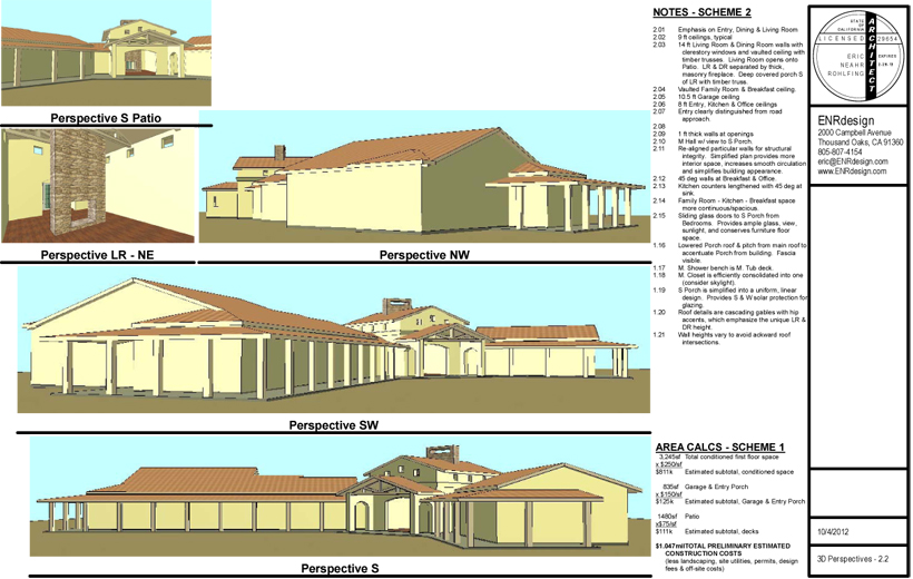 Custom Ranch House, ENR architects, Thousand Oaks, CA 91360 - CAD Renderings